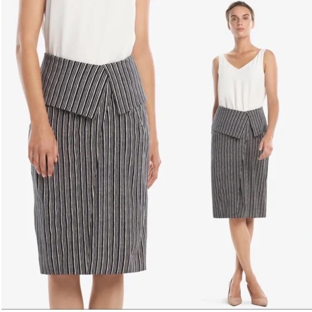 NWT MM LAFLEUR Montgomery Thick Stripe Pencil Skirt in Navy Blue